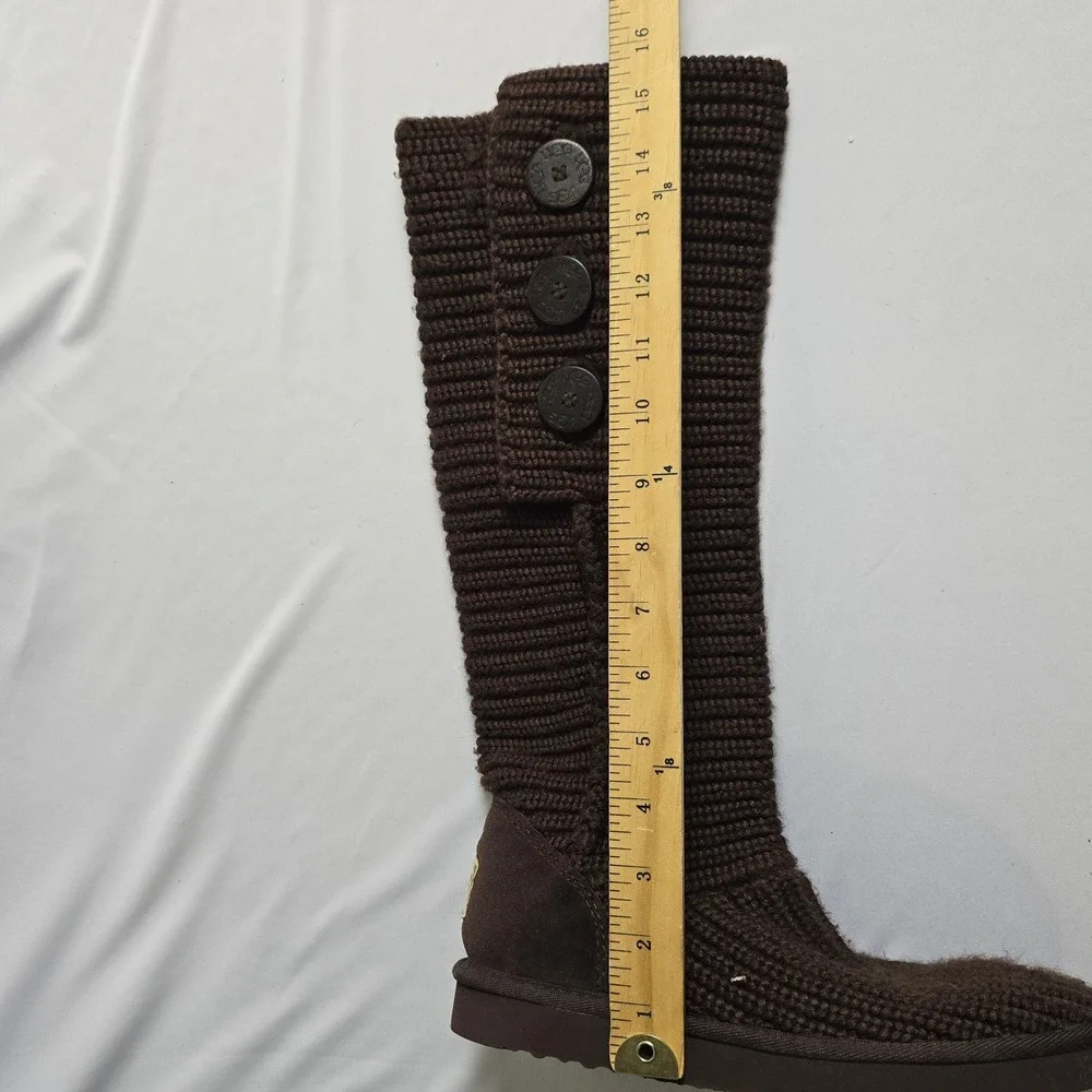 UGG Lattice Cardy Brown Knit Tall Button Boots 5819 Womens 8